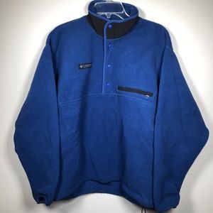 Columbia Pullover Sz Medium Blue Snap Buttons USA